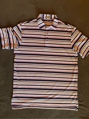 Peter Millar Purple Stripe Performance Polo EUC Medium